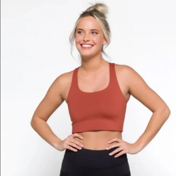 Girlfriend Collective size small Women's Rust Orange Sports Bra, GUC, athletic - Picture 1 of 4